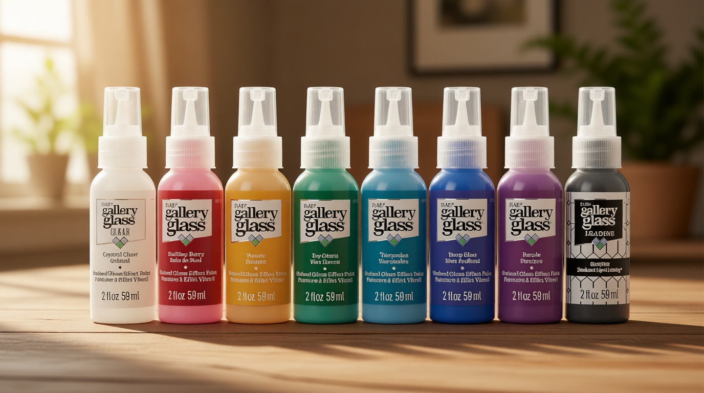 Gallery Glass PROMOGGJL22 Jewel Tones Stained Glass Painting Kit, 8 Piece Glass Paint Set for DIY Arts and Crafts, Perfect for Beginners and Artists