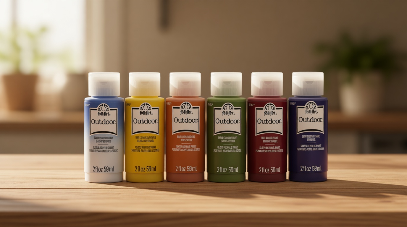 FolkArt Outdoor Gloss Acrylic Craft Paint Set Designed for Beginners and Artists, Non-Toxic Formula Perfect for Rock Designing, Twelve Bottles, 2 oz, 24 Fl Oz