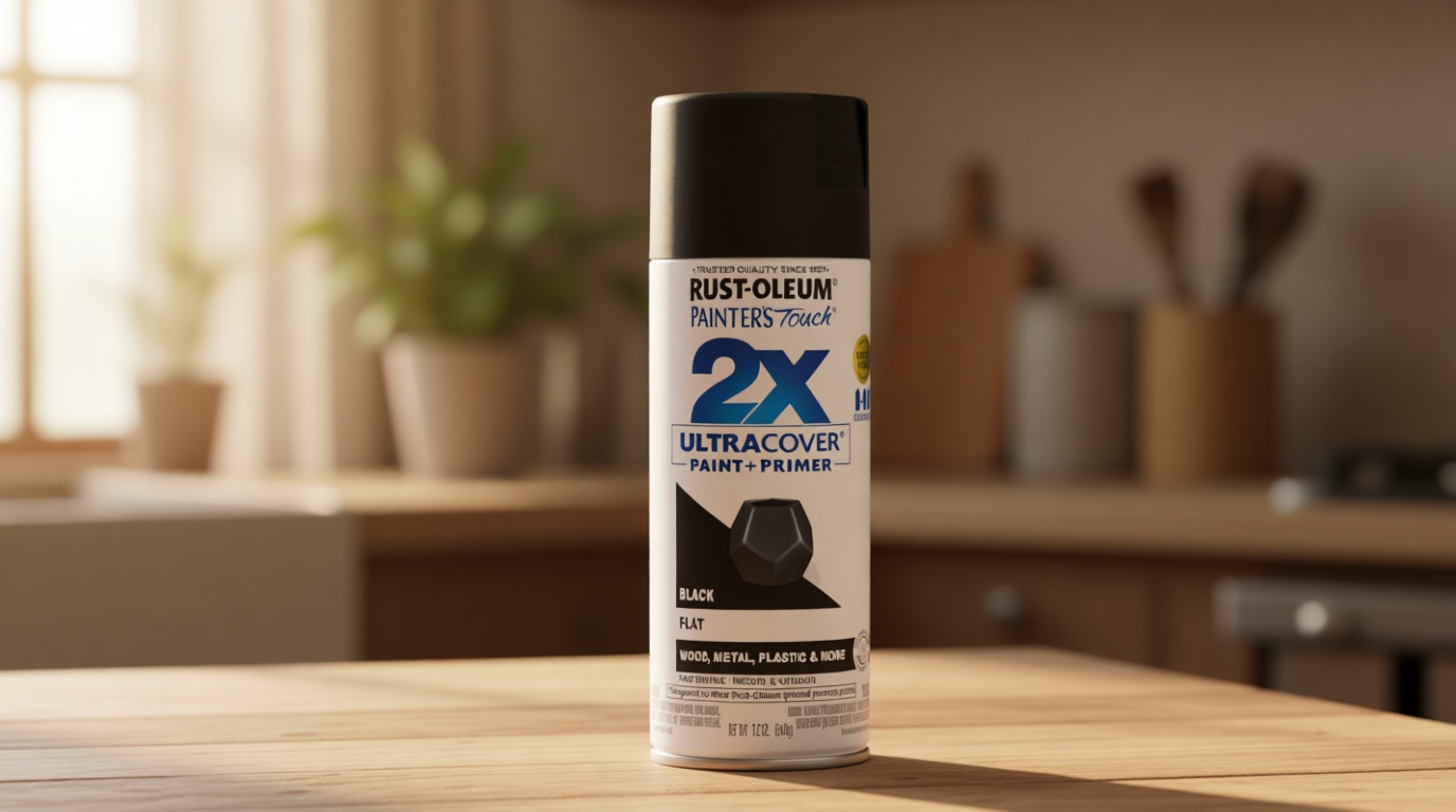 Rust-Oleum 334020 Painter's Touch 2X Ultra Cover Spray Paint, 12 oz, Flat Black