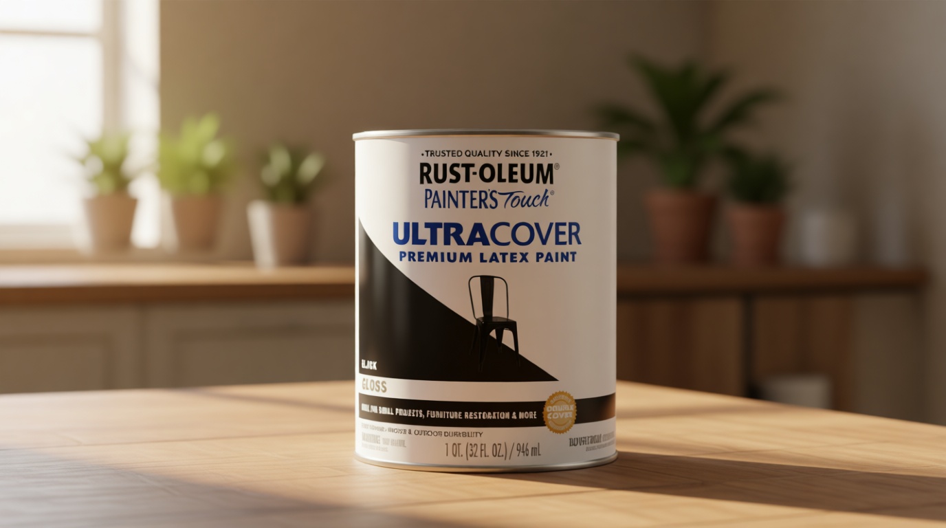 Rust-Oleum 1979502 Painter's Touch Latex Paint, Quart, Gloss Black, 1 Quart, (Pack of 1)