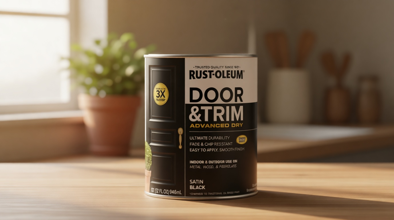 Rust-Oleum 369383 Advanced Dry Door & Trim Paint, Quart, Satin Black