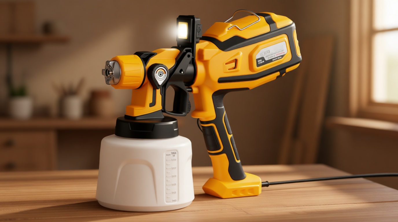 Paint Sprayer for House Painting, 1000W Paint Sprayers with 47oz (1400ml), 6 Copper Nozzles (0.5–2.5mm), LED Light, Adjustable Flow & 3 Patterns, Easy Clean Paint Sprayer for Furniture, House, Garden