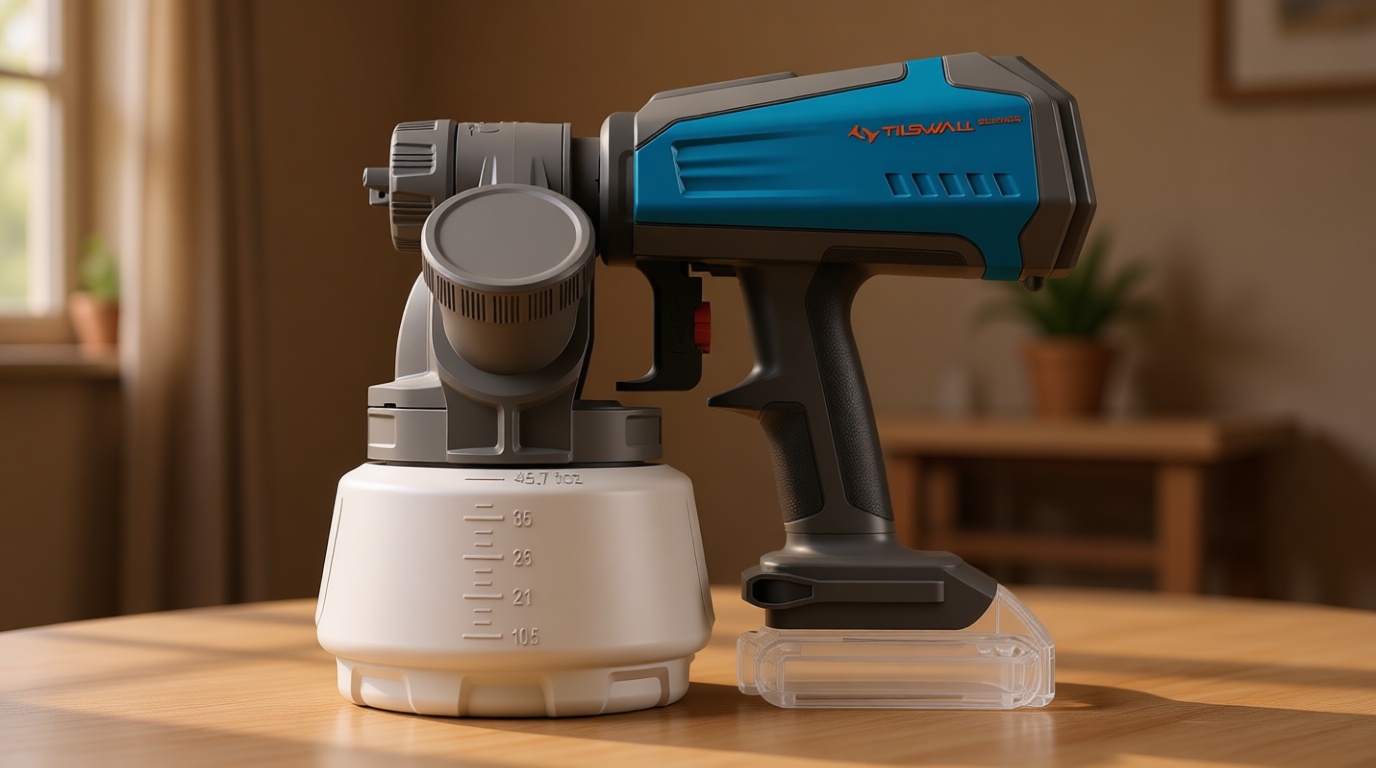 Tilswall Brushless Cordless Paint Sprayer Compatible with Dewalt 20V Battery (Battery Not Included), Easy Side-Fill, Electric HVLP Spray Paint Gun for House Painting, Furniture, Cabinets, Outdoor