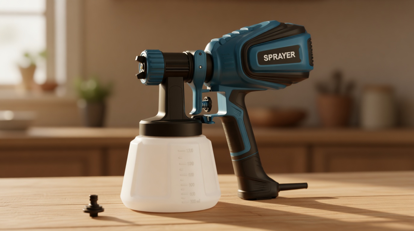 VONFORN Paint Sprayer, 700W HVLP Spray Gun with Cleaning & Blowing Joints, 4 Nozzles and 3 Patterns, Easy to Clean, for Furniture, Cabinets, Fence, Walls, Door, Garden Chairs etc. VF803 Blue