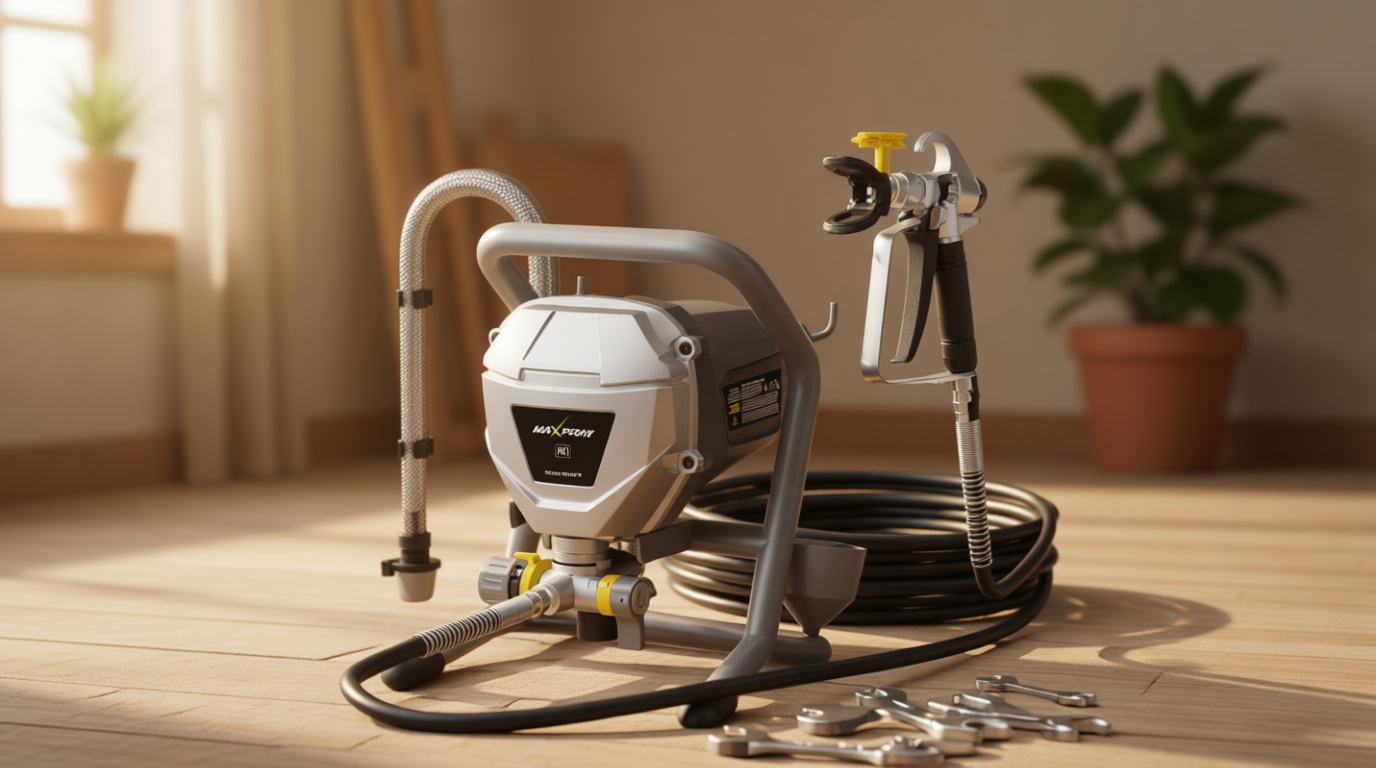 MaXpray M1 Airless Paint Sprayer, Highly Efficient Thinning-Free Minimal Overspray for Up to 10 Gallon DIY Painting Projects Home Interior & House Exterior, Comes with Sprayer Accessories