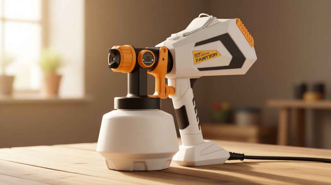 Paint Sprayer-700W HVLP Electric-Spray-Paint-Gun, 1200ml High Capacity Container Easy to Clean, 5 Brass Nozzles and 3 Patterns, for Furniture, Cabinets, Fence, Walls, Door, Garden Chairs etc