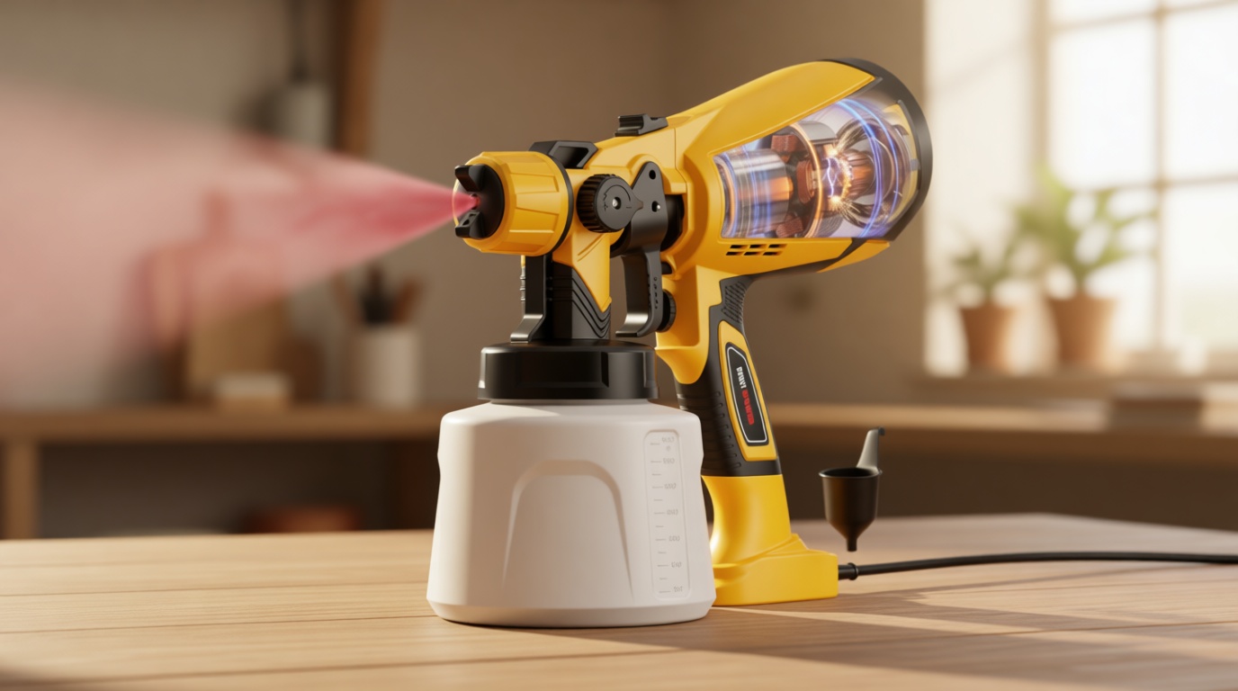 Paint Sprayer Indoor Outdoor, 1000W Electric Handheld HVLP Spray Paint Gun with 3 Patterns 6 Nozzles, Easy to Clean & Use, Stain Sprayer for House Painting, Furniture, Cabinets, Walls, Doors, Fences