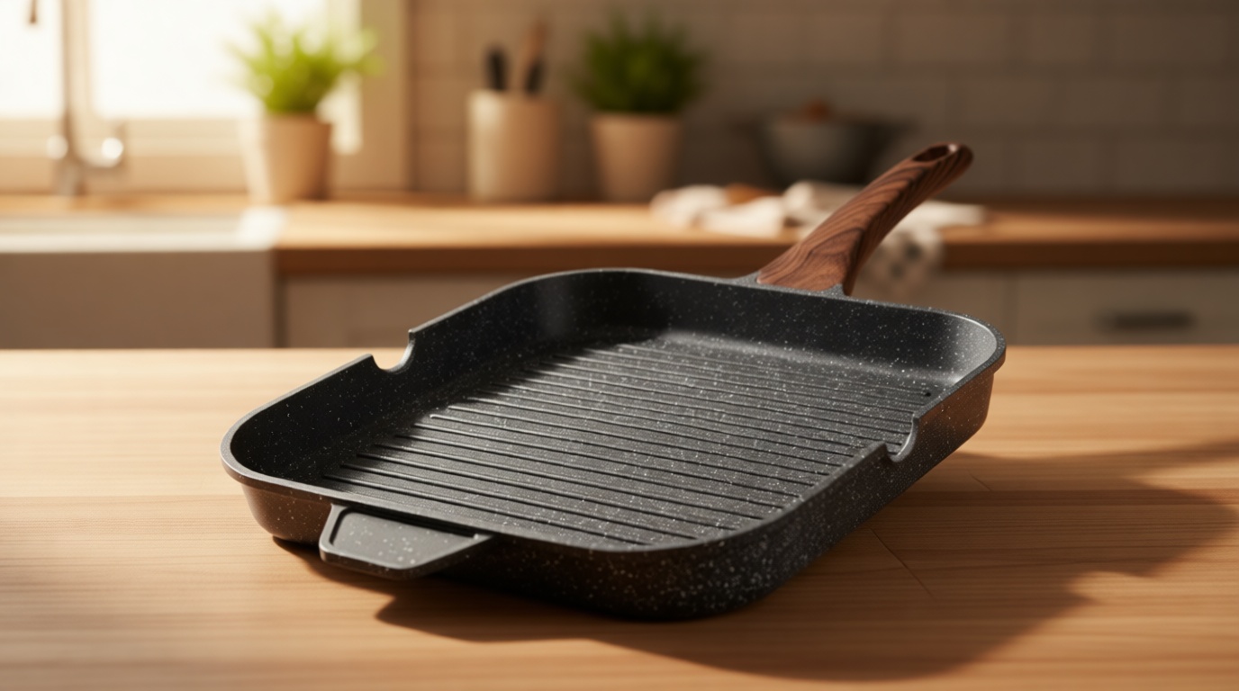 SENSARTE Nonstick Grill Pan for Stove Tops, Versatile Griddle with Pour Spouts, Square Big Cooking Surface, Durable Skillet Indoor & Outdoor Grilling. PFOA Free,12Inch Recycled Claim Standard Blended