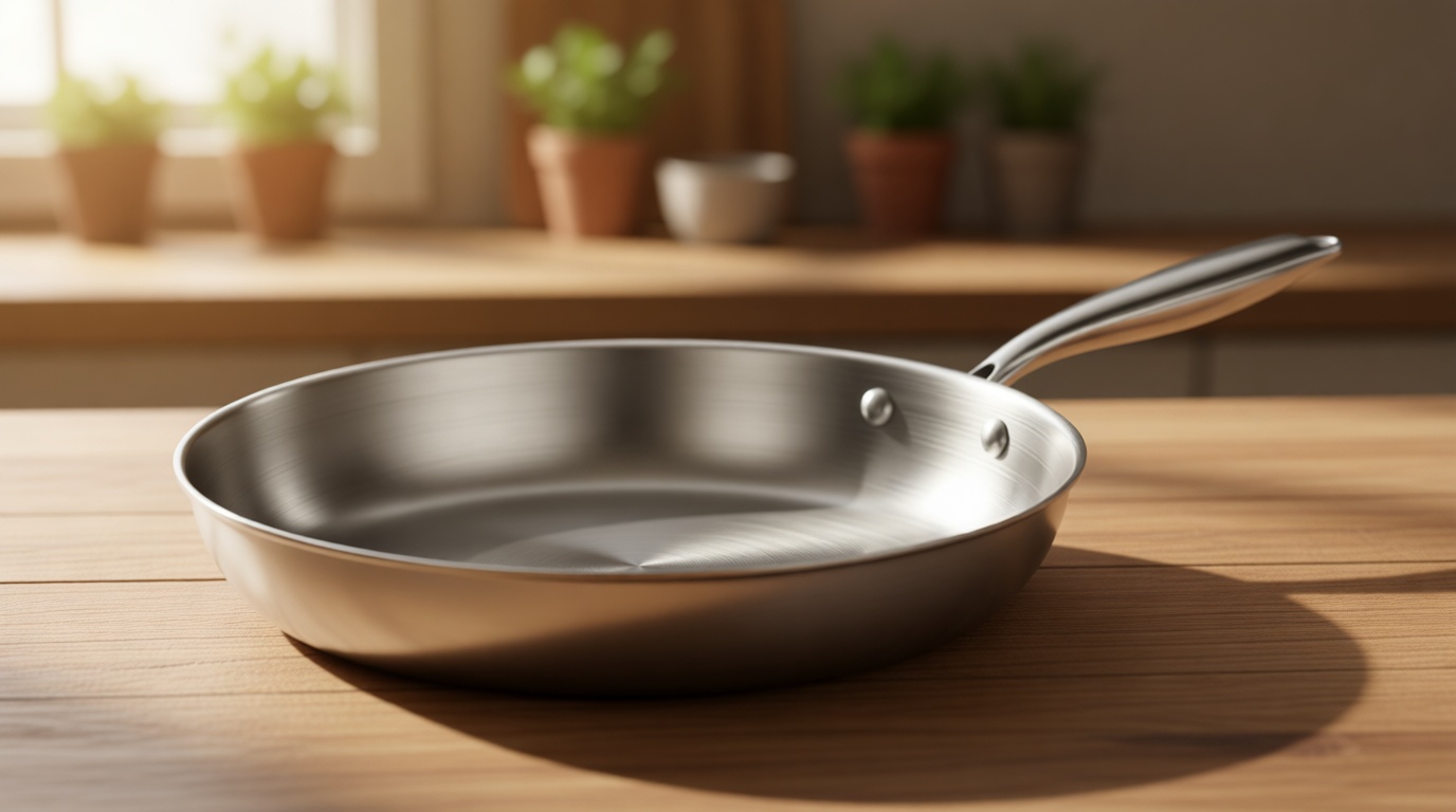 EWFEN 12 Inch Tri-Ply Stainless Steel Frying Pan, Compatible with All Cooktops Up to 600℉, Large Frying Pan Induction-Ready Skillet, Dishwasher and Oven Safe, Even Heat, 12" Skillet