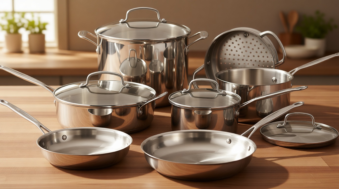 Cuisinart Chef’s Classic 11-Piece Stainless Steel Pots and Pans Set, Cookware Set Compatible with Induction, Electric, Gas Cooktops, Aluminum Core for Even Heat, Cool Grip Handles, Dishwasher Safe