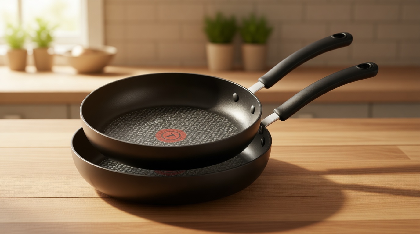 T-fal Ultimate Hard Anodized Nonstick Fry Pan Set 2 Piece, 10, 12 Inch, Oven Broiler Safe 400F, Cookware, Pots and Pans Set Non Stick, Kitchen Frying Pans, Cooking Skillets, Dishwasher Safe, Grey