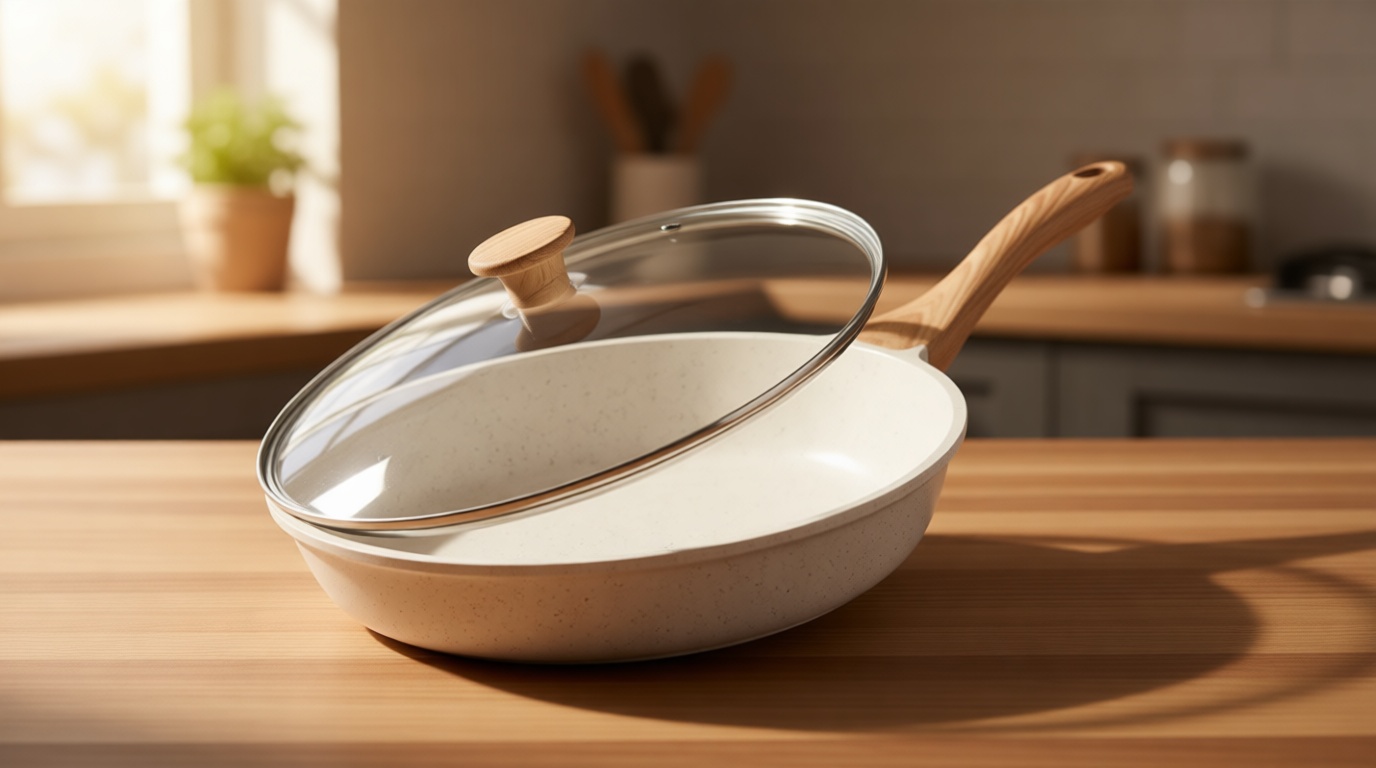 SENSARTE Nonstick Ceramic Frying Pan with Lid 8/9.5/10/11/12.5 Inch Omelet Pan Skillet, Free of Intentionally Added PFAS/PTFE Non-toxic Chef's Pan Induction Compatible Pan, Heat Resistant Handle Recycled Claim Standard Blended