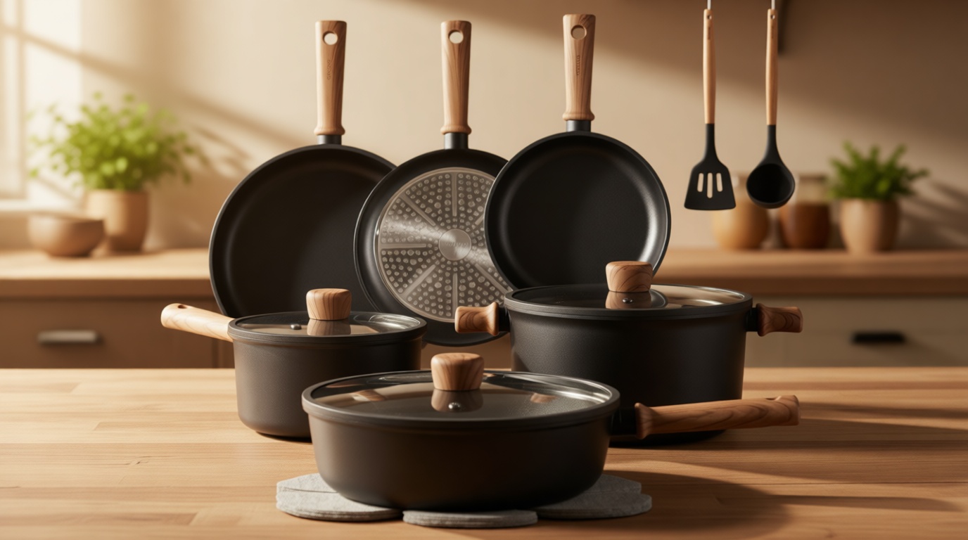 CAROTE Nonstick Pots and Pans, Induction Titanium Cookware Set 16pcs Kitchen Cooking Sets, Pot and Pan Non Stick w/Frying pan (PFOS, PFOA Free)