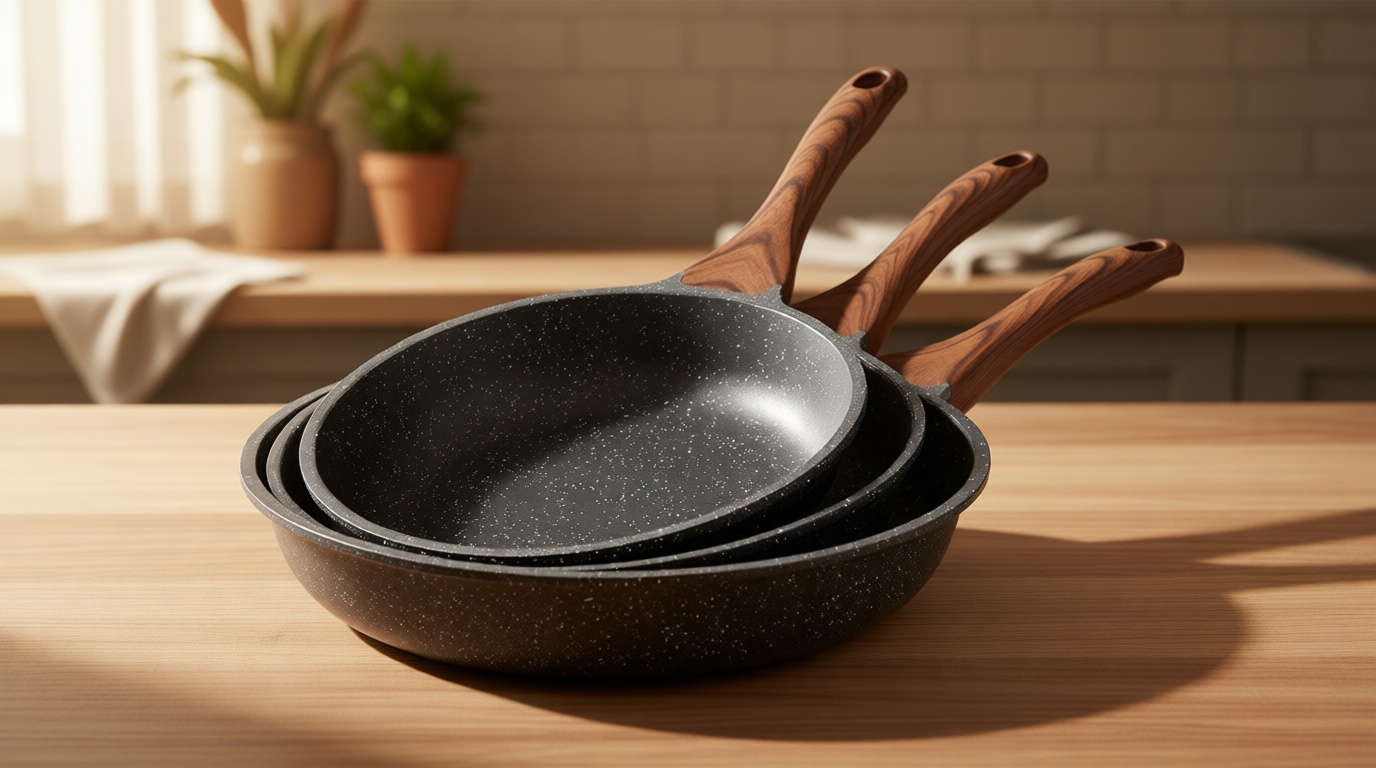 SENSARTE Nonstick Frying Pan Skillets, Swiss Granite Coating Omelette Pans, Healthy Cookware Chef's Pan, Free of Intentionally Added PFOA (9.5+11+12.5 Inch) Recycled Claim Standard Blended