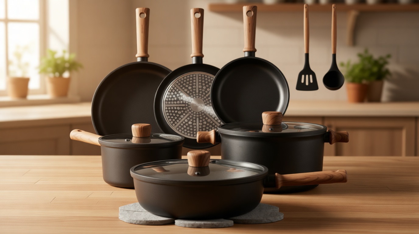 CAROTE Nonstick Pots and Pans, Induction Titanium Cookware Set 16pcs Kitchen Cooking Sets, Pot and Pan Non Stick w/Frying pan (PFOS, PFOA Free)