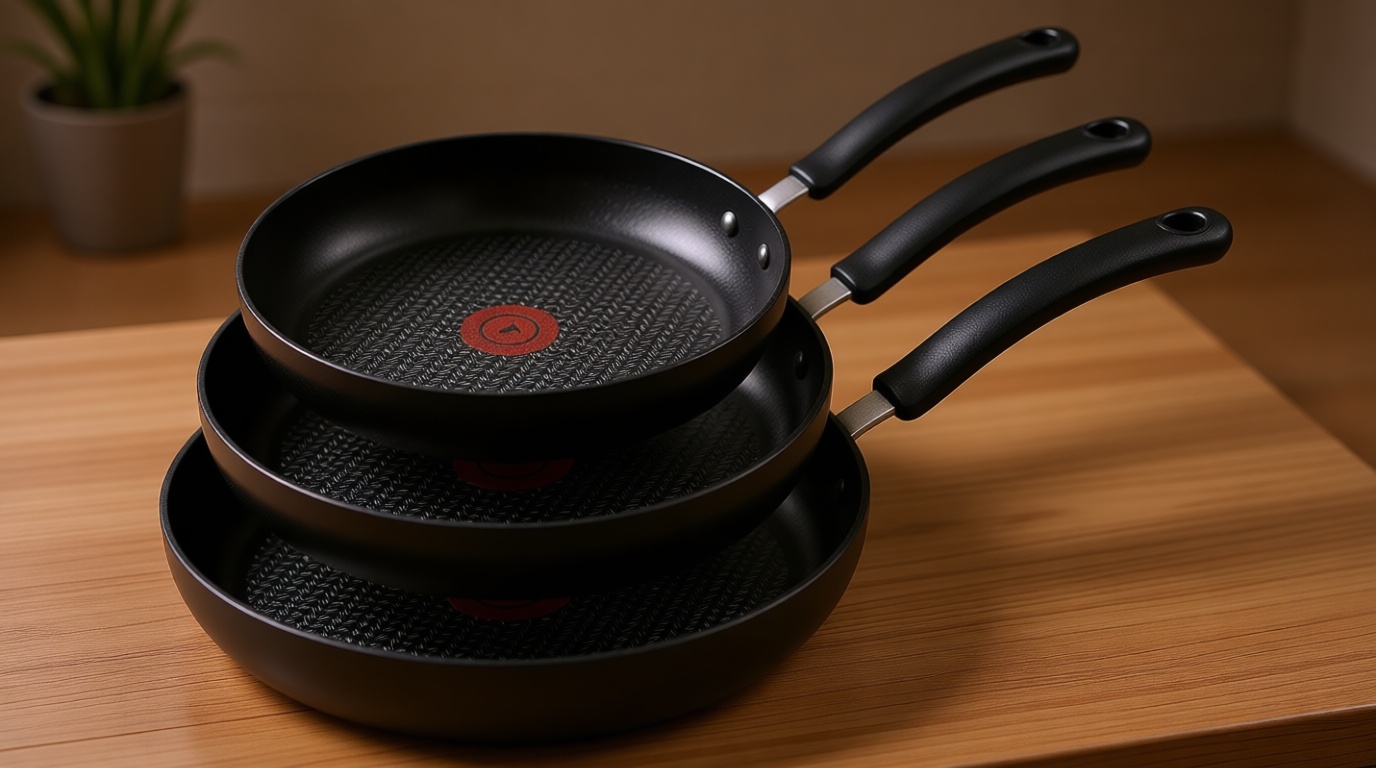 T-Fal Ultimate Hard Anodized Nonstick Fry Pan Set 3 Piece: 8, 10.25, & 12 Inch, Oven Broiler Safe 400F, Kitchen Cookware Set, Pots and Pans Set Non Stick, Frying Pans, Skillets, Dishwasher Safe, Onyx