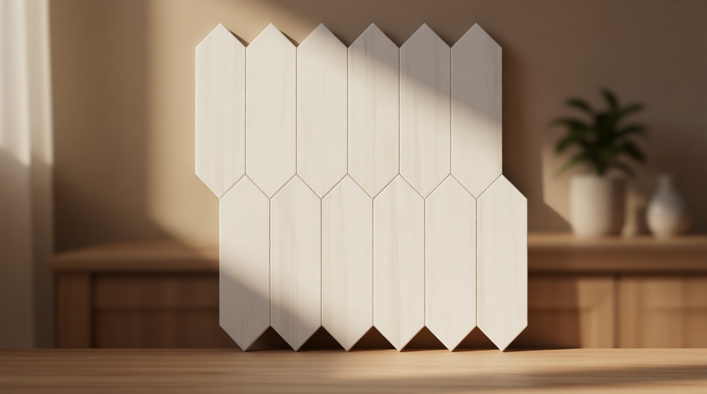 Vamos Tile Glossy Dolomite White Backsplash Tile Peel and Stick, 12.8 x 12.8 Inch 10 Sheets Long Hexagon PVC Self Adhesive Mosaic Wall Tiles Stick on Backsplash for Kitchen and Bathroom ClimeCo Certified