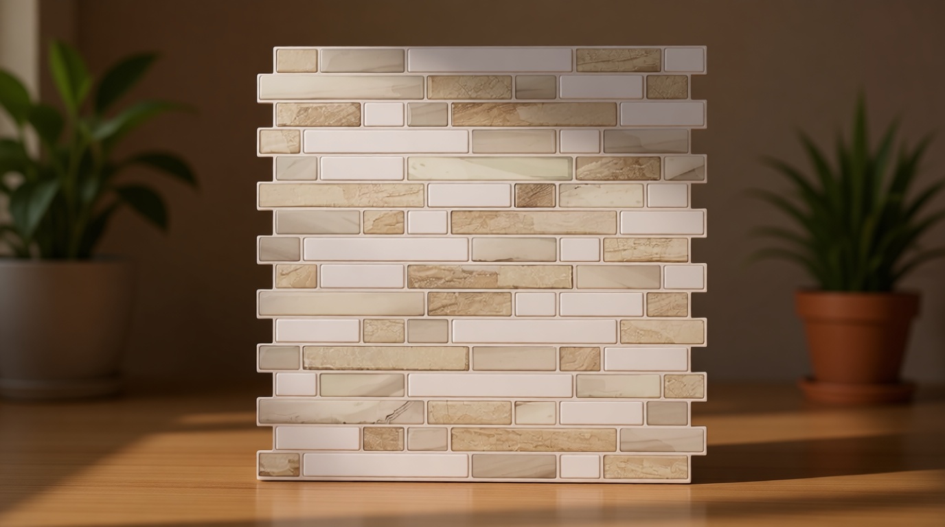 STICKGOO Thicker Design Peel and Stick, Self Adhesive Stick On Tile Backsplash for Kitchen and Bathroom, Beige & White, 12”×12”, 10 Sheets ClimeCo Certified