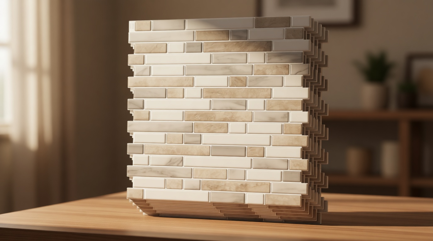 Art3d 10-Sheet Heavy-Duty Peel and Stick Backsplash, Waterproof Wall Tiles Stick on Kitchen Backsplash Living Space, Beige & White ClimatePartner certified