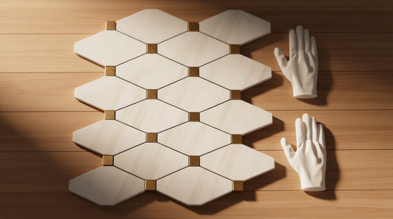 STICKGOO 10 Sheets Peel and Stick Backsplash, Polished Dolomite PVC Mixed Metal Gold Kitchen Backsplash, Stick on Backsplash Wall Tiles for Kitchen, Bathroom, RV ClimeCo Certified