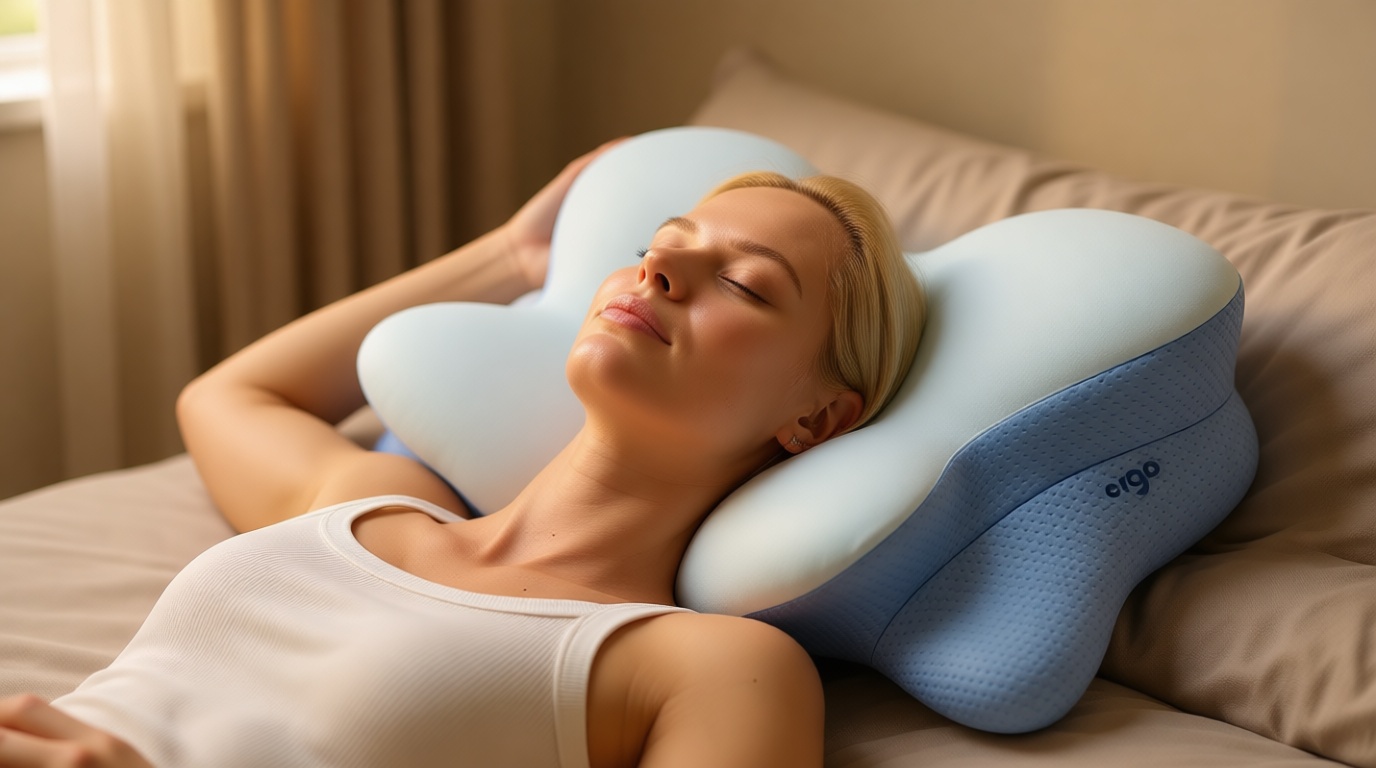 Derila Ergo Cervical Neck Pillow for Sleeping Pillow Contour Memory Foam Pillows for Back, Side Sleeper Pillows 21.25 x 14.17 x 4.72 inches OEKO-TEX STANDARD 100