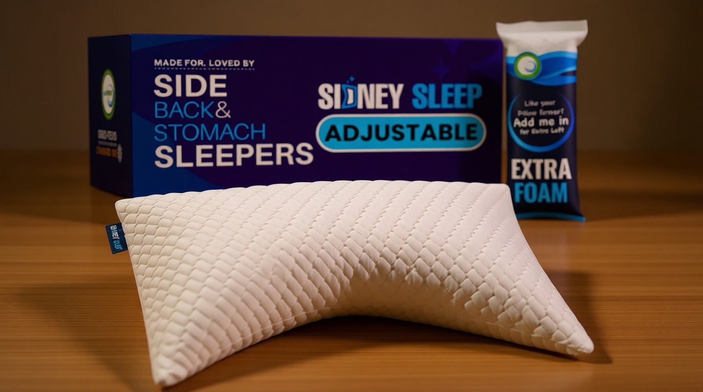 Sidney Sleep Adjustable Curved Contour Fill Pillow – Queen Size – for Side and Back Sleepers – Neck & Shoulder Comfort Support – Extra Fill Included (White) OEKO-TEX STANDARD 100