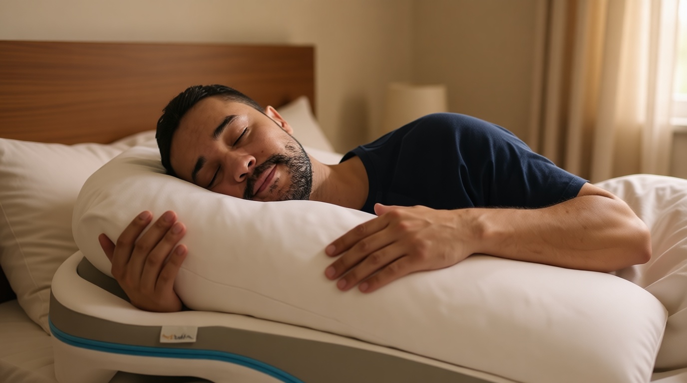 MedCline Shoulder Relief System, Bed Wedge Pillow for Shoulder Pain Relief with Therapeutic Body Pillow, Insert, and Covers, Inclined Sleep Position with Arm Pocket, Large for 5'10" and Above