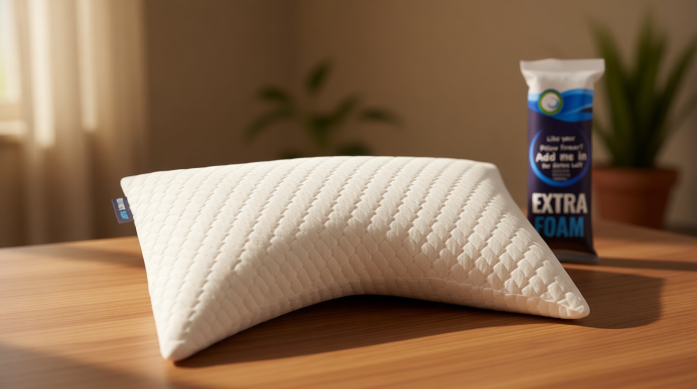 Sidney Sleep Adjustable Curved Contour Fill Pillow – Queen Size – for Side and Back Sleepers – Neck & Shoulder Comfort Support – Extra Fill Included (White) OEKO-TEX STANDARD 100