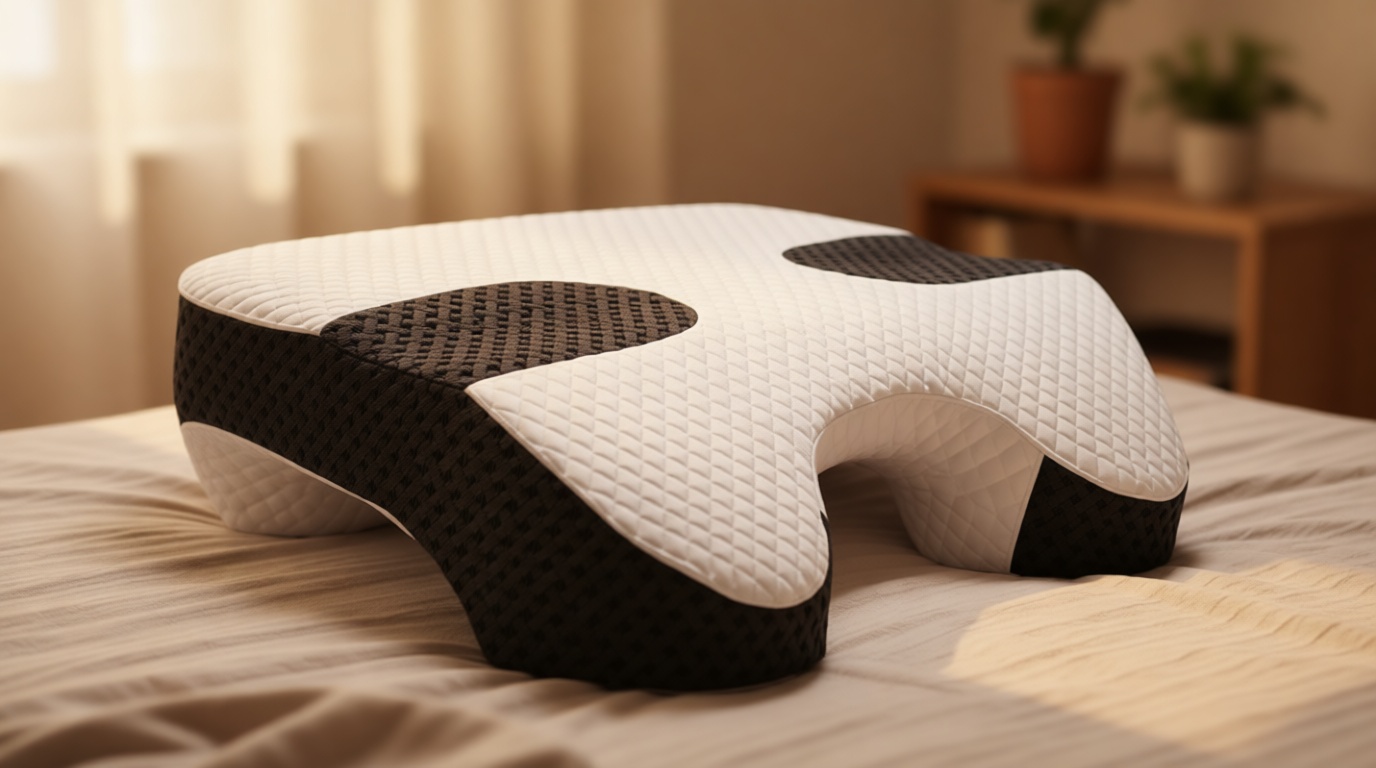 SAHEYER Side Sleeper Pillow with Arm Holes, 2 in 1 Shoulder Relief System for Rotator Cuff Pain, Memory Foam Pillow for Adults with 3 Arm Place Hole - for Side, Back and Stomach, Black