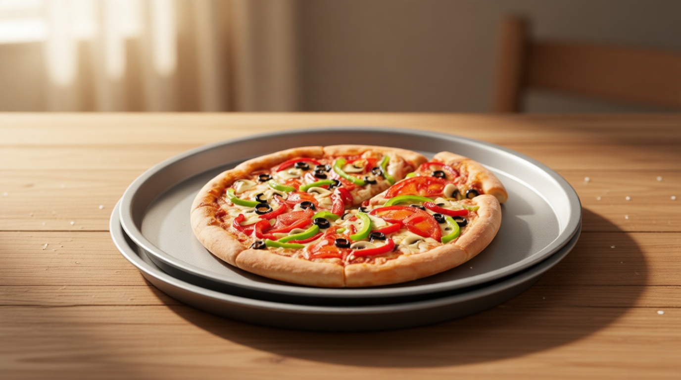 DecorRack 13 Inch Alloy Steel Pizza Pan, Non-Stick Coating, Serving Tray, Round Baking Tray for Oven Use (2 Pack)