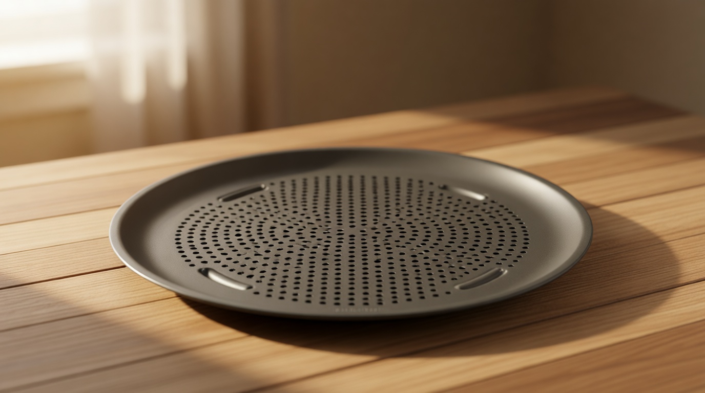 GoodCook AirPerfect Insulated Nonstick Carbon Steel Pizza Pan with Cutting Guides, Perforated Nonstick Pizza Pan, 15.75-Inch, Gray