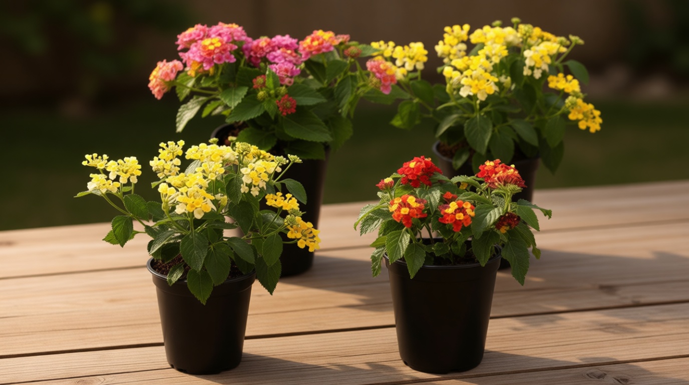 Multicolor Lantana Flowers (4 Pack), Easy Plant Care, Attracts Pollinators, Extended Bloom, Heat and Drought Tolerant, Real Flowers, Live Outdoor Flowering Plants