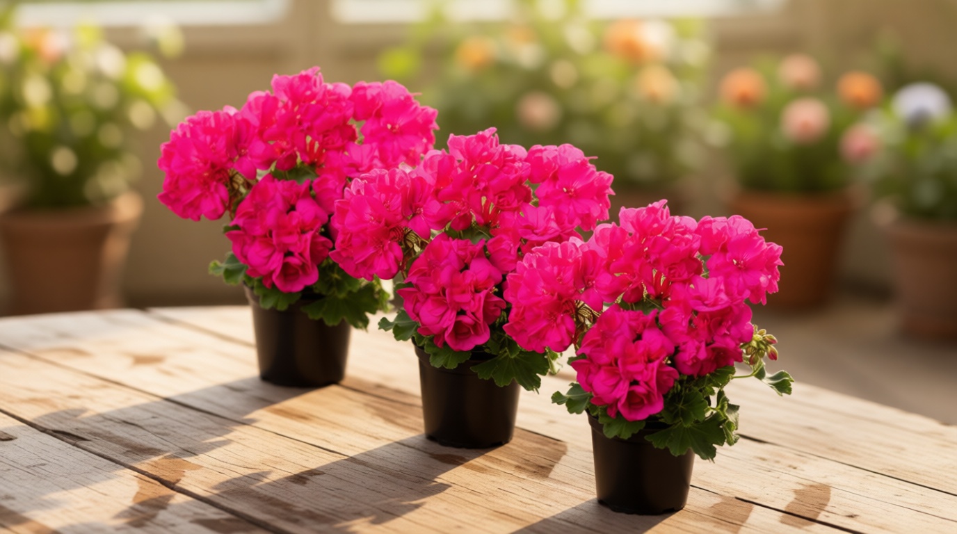 Live Flowering Zonal Geraniums - Pink (3 Plants Per Pack), Beautiful Spring/Summer Flowers, 12" Tall by 5" Wide in 1 Qt Pot