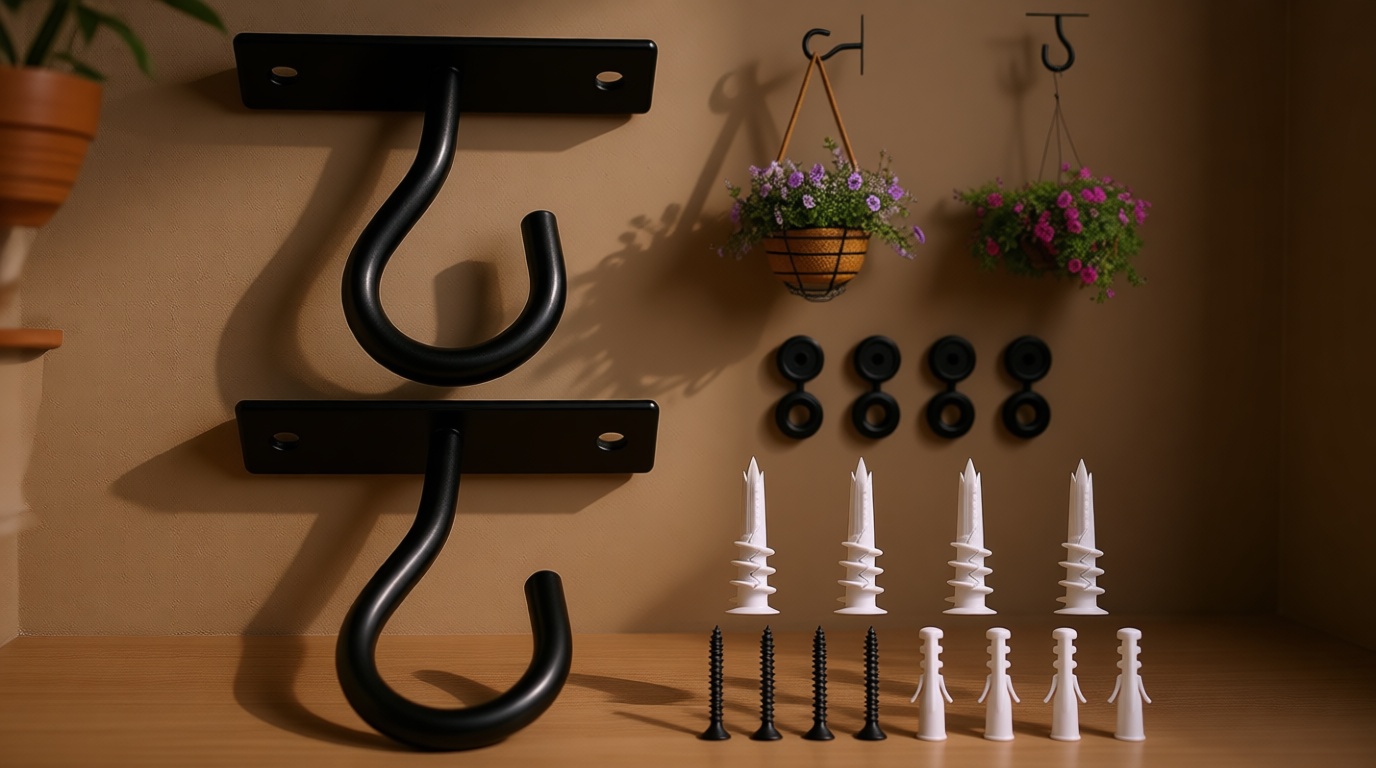 2Pack 2.5Inch Ceiling Hooks for Hanging Plant, Hanger for Indoor and Outdoor Plant Pots Holder, Wall Hook for Planters, Flower Basket, Wind Chimes, Lanterns, Lights, Bird Feeders, Home Decor