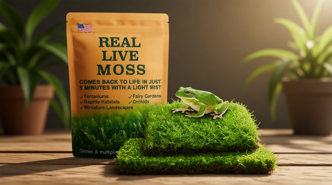 Live Moss Duo Pack 2 Types of Real Live Sheet/Sphagnum Moss for Terrariums, Terrarium Mosses Landscaping, Reptile Tank Accessories, Snake & Gecko Humidity Substrate Mosses for Crafts & Plant Décor