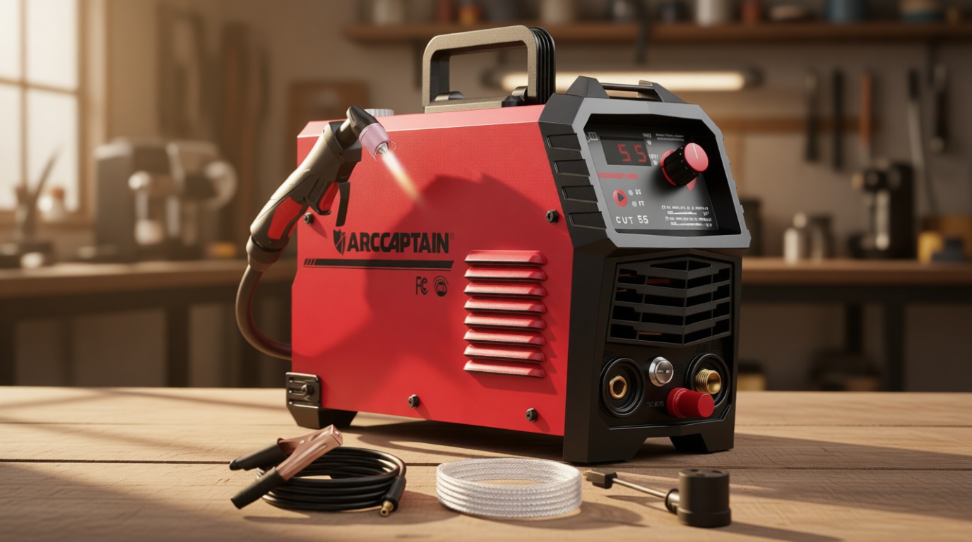 ARCCAPTAIN 55A Plasma Cutter, Non-Touch Pilot Arc High-Frequency Plasma Cutting Machine, 120/240V Dual Voltage IGBT Inverter, 1/2" Clean Cut, 2T/4T, for Beginners DIY