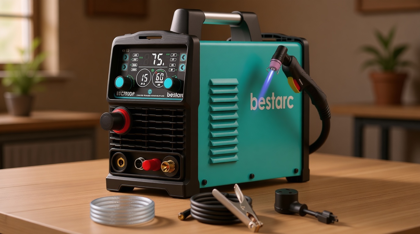 bestarc Pilot Arc Plasma Cutter, [Large LED Display][Air Sensor] 75A Plasma Cutter Machine 110/220V Dual Voltage, 1/2 Inch Clean Cut 1.2 Inch Max Cut, Post Flow Mesh, 2T/4T for Beginners DIY