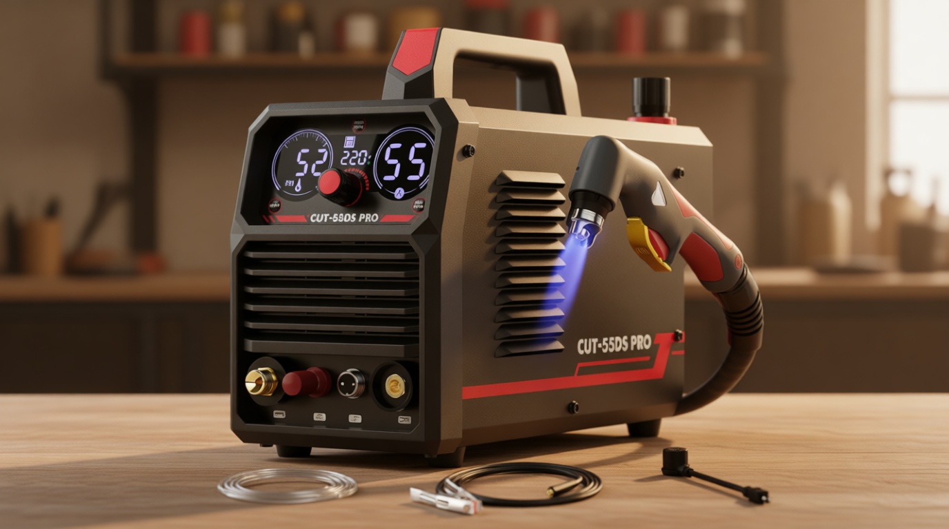 YESWELDER 55 Amp Plasma Cutter Non-High Frequency, Large LED Digital Display Non-Touch Pilot Arc, Digital DC Inverter 110/220V Dual Voltage Plasma Cutting Machine CUT-55DS PRO NEW