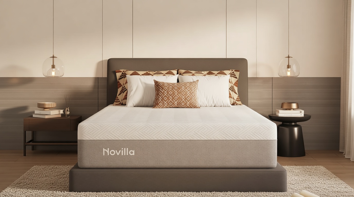 Novilla 14 Inch Queen Size Gel Memory Foam Mattress in a Box, Pressure Relieving & Plush Comfort, Bliss, Grey OEKO-TEX STANDARD 100