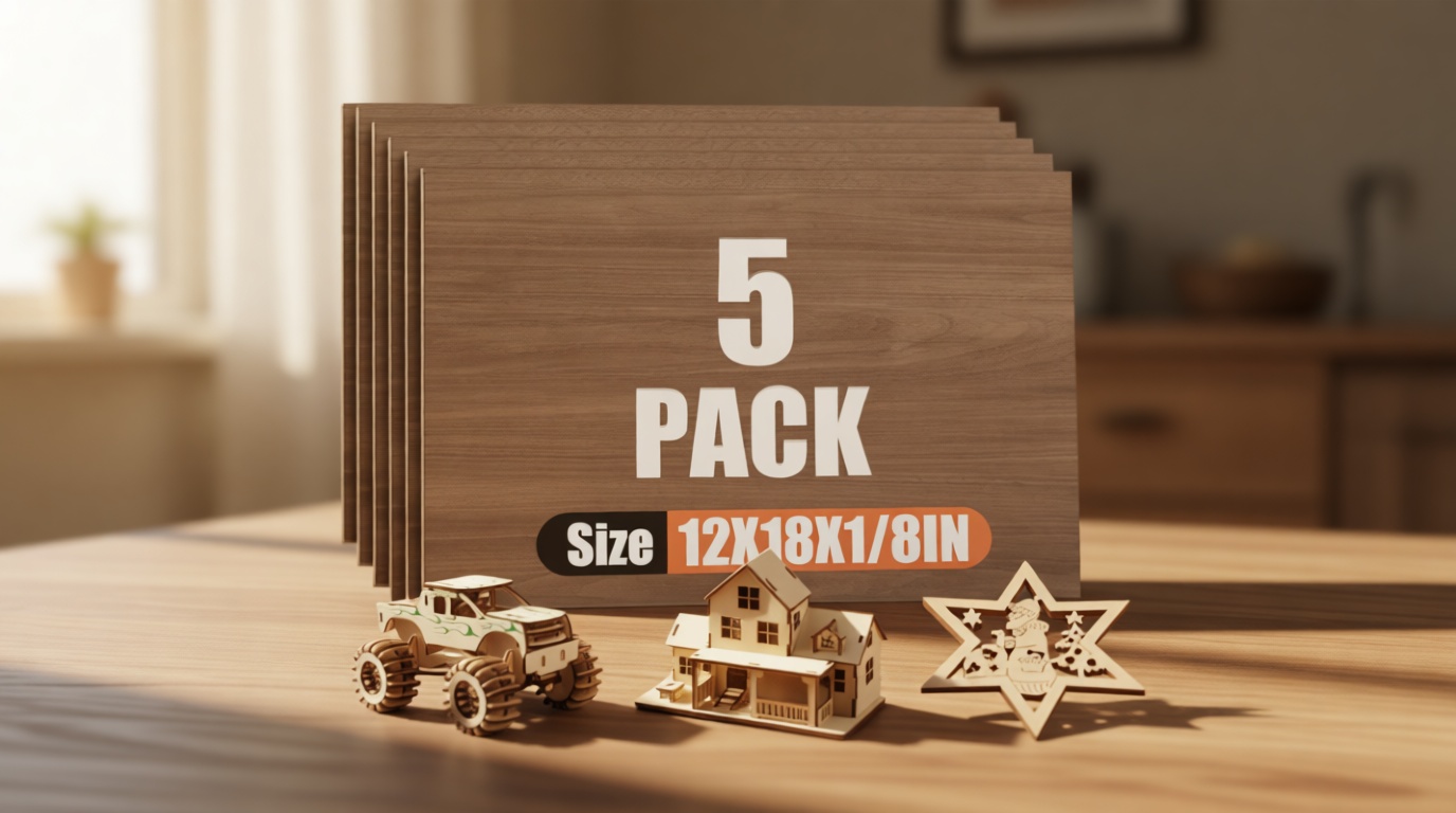 5 Pack Walnut Plywood Sheets 12x18x1/8 Inch, 3mm Plywood for Laser Cutting & Engraving, Unfinished Wood for Crafts, Wood Burning, Architectural Models.