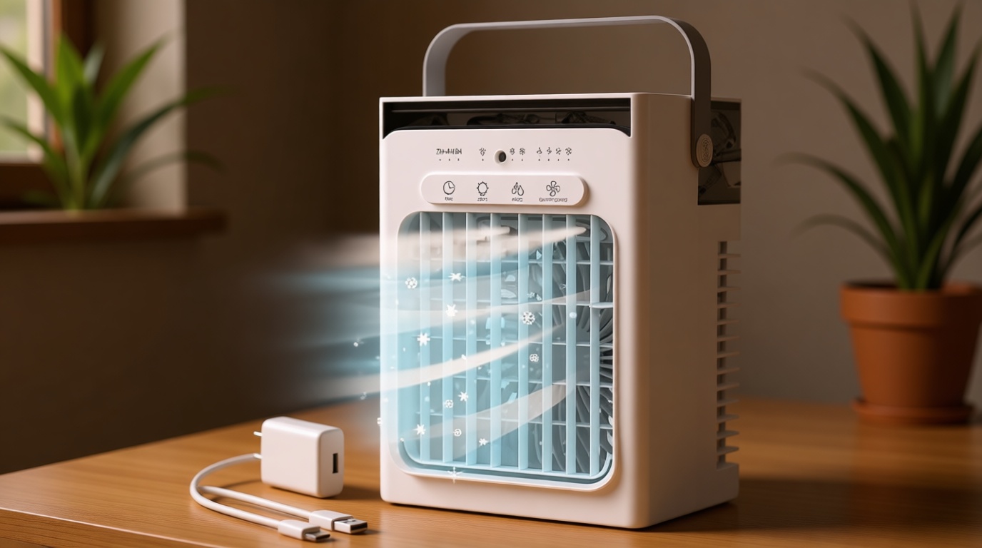 Portable Air Conditioners, Air Cooler Evaporative Personal Mini AC with Remoter, 4 Wind Speed, 2-4-6H Timer, 2 Modes, Colorful Night Light, Portable AC for Room, Car, Bedroom, Office, Outdoor