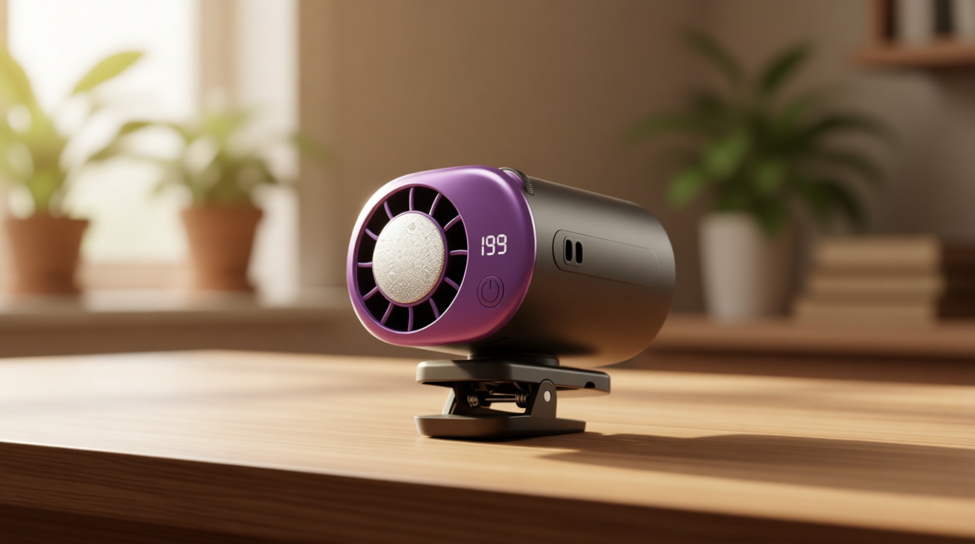 2026 Car Clip On Air Conditioner Fan With Led Display, Portable Car Ac, Portable Usb Rechargeable Personal Cooling Mini Fans, 360° Rotation Adjustable 199 Speeds Truck Tent (Black)