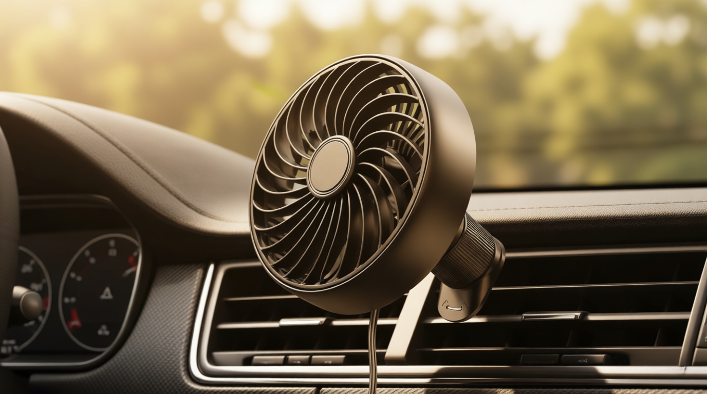 USB Car Fan with Hook Mount - Quiet High-Speed Brushless Motor, Secure Vent Clip Portable Fan for Car, 3 Adjustable Speed, 360° Rotatable, Cooling Air Circulation for Vehicle, SUV, Truck, Van, RV