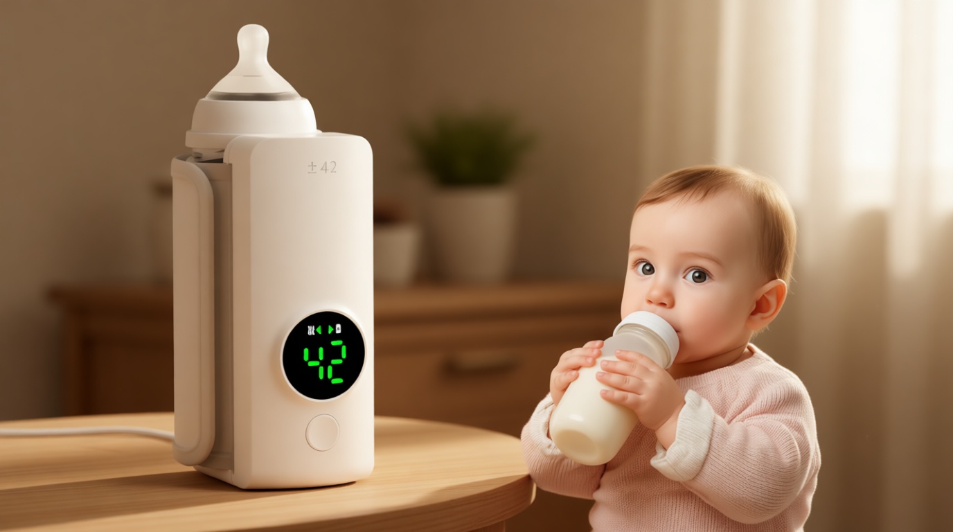 Portable Bottle Warmer, Fast Warming Comfortable Baby Feeding On The Go, Waterless Milk Warming with Battery-Powered for Home Outdoor