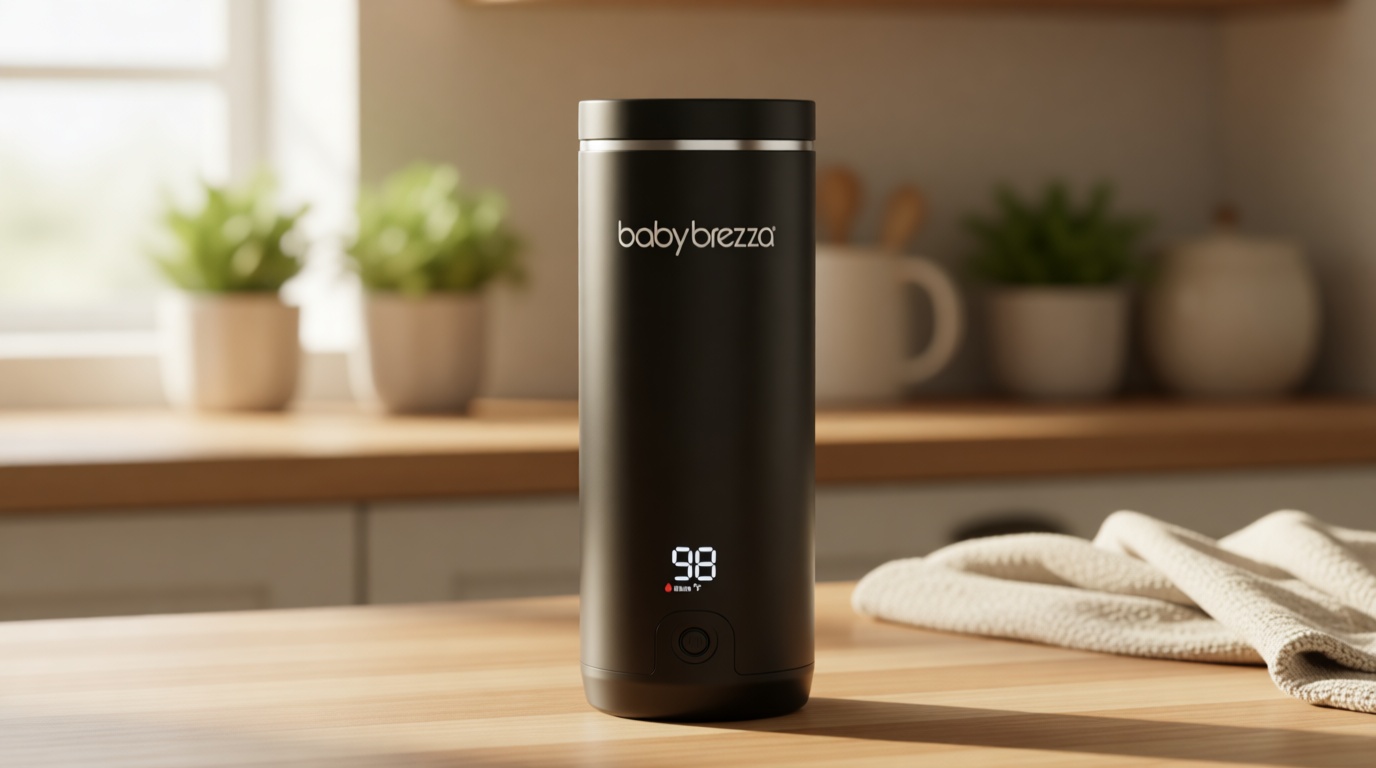 Baby Brezza Portable Warmer – 3X Faster Baby Bottle Warming - Travel Breastmilk and Formula Warmer - Safe, Even Heating - Up to 9oz - No Adapters, Black