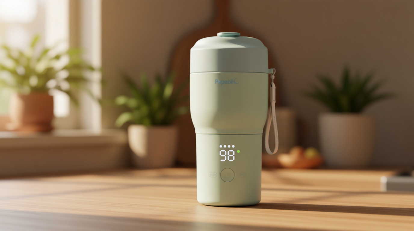 Papablic Pro Portable Bottle Warmer for Travel – 2.5 Min Fast Heating, Built-in Sterilizer, 5 Temp Settings, Baby Milk & Formula Warmer On the Go, Long Battery, Smart Keep Warm, Mint Green Global Recycled Standard