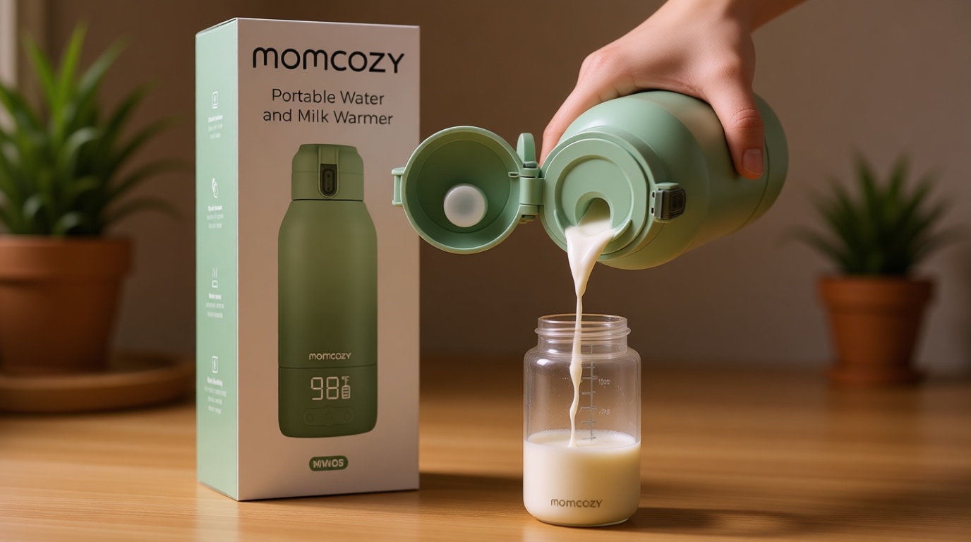 Momcozy Portable Bottle Warmer for Travel – Dual Heating Modes for Breast Milk & Water, Portable Milk Warmer with Fast Heating & Long Battery Life, 17 Ounces Large Capacity to Meet Your All-Day Needs Global Recycled Standard