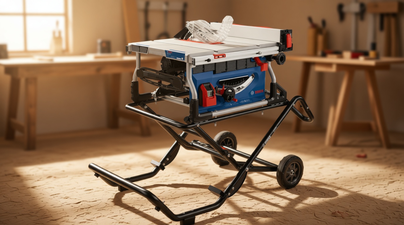 BOSCH GTS15-10 10 Inch Portable Jobsite Table Saw with Gravity-Rise Wheeled Stand