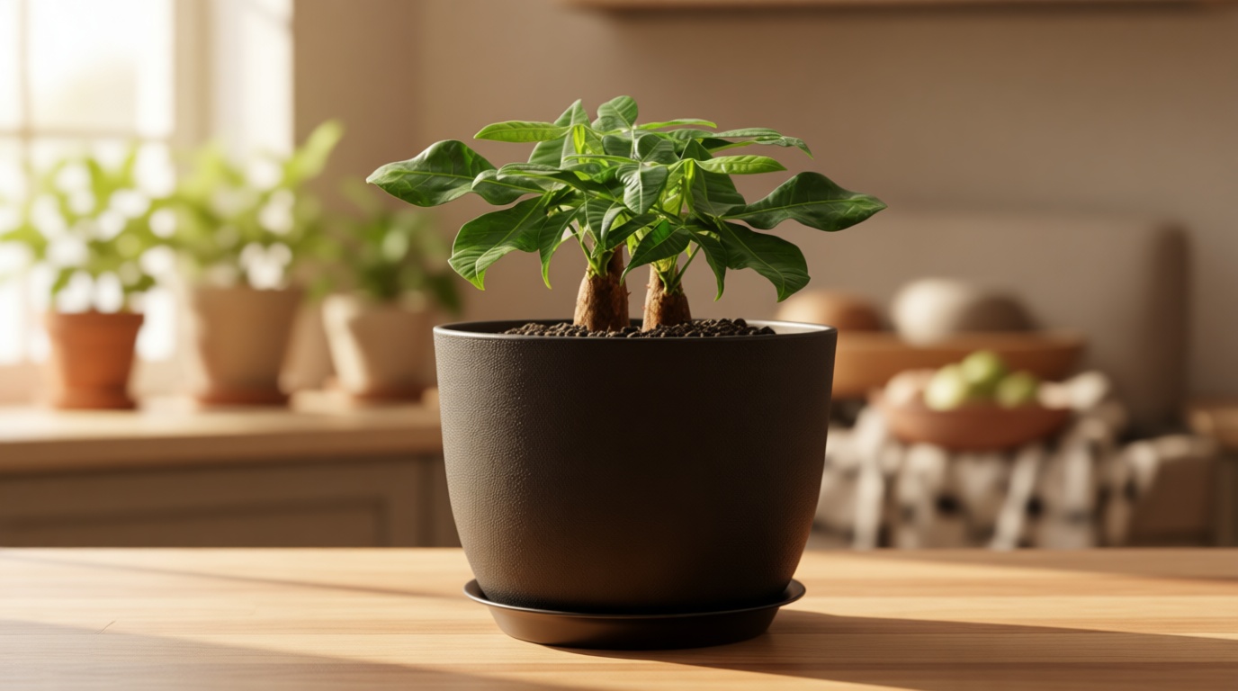 UOUZ 12inch Large Plant Pot, Modern Plastic Planter with High Driange Holes and Saucer for Indoor Outdoor Garden Plants and Flowers, Black