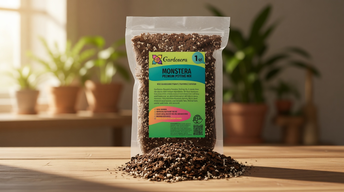 Gardenera Premium Monstera Potting Soil - Quick Drain Potting Soil for Growing and Repotting Monstera Deliciosa/Swiss Cheese Plant - 1 Quart Bag